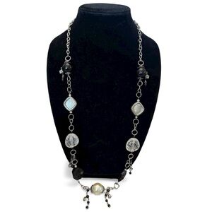 Elegant Silver and Black Necklace EUC